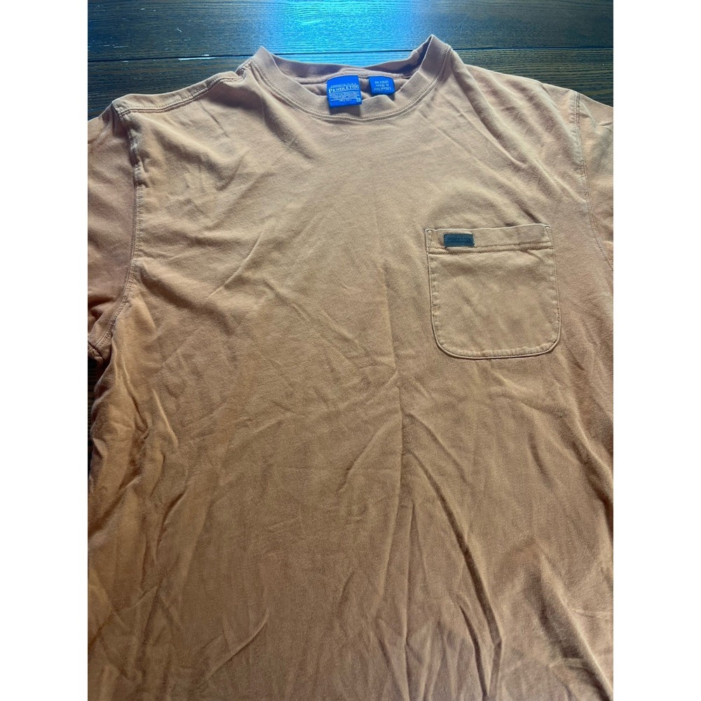 Pendleton Men's Orange Cotton Short Sleeve Pocket T-Shirt Size Medium EUC